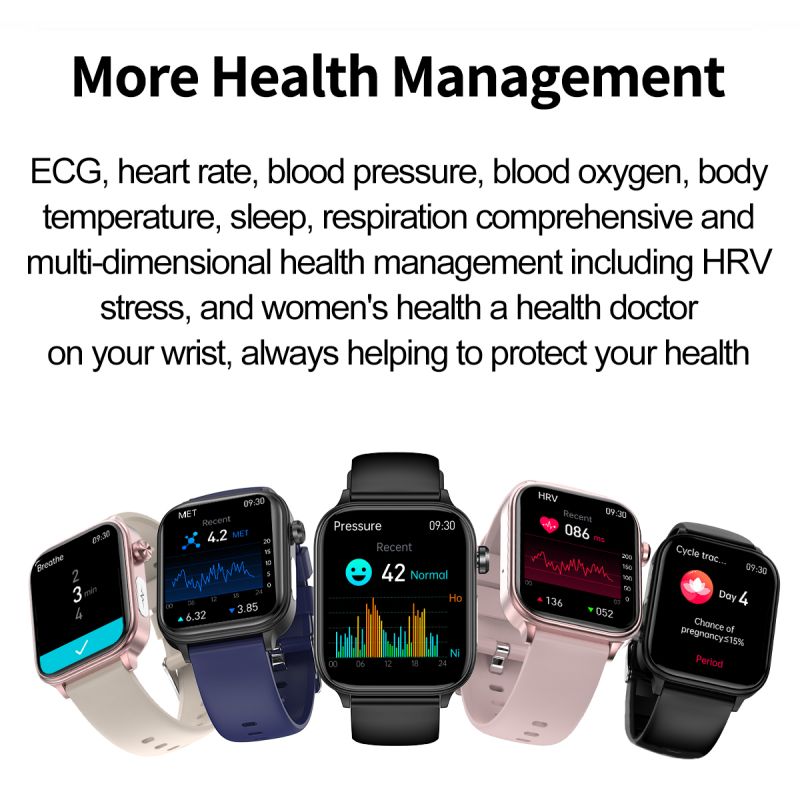ET570 Smartwatch Bloedglucose ECG Bloeddruk voor Android iOS | H-band Gezondheidspartner IP68