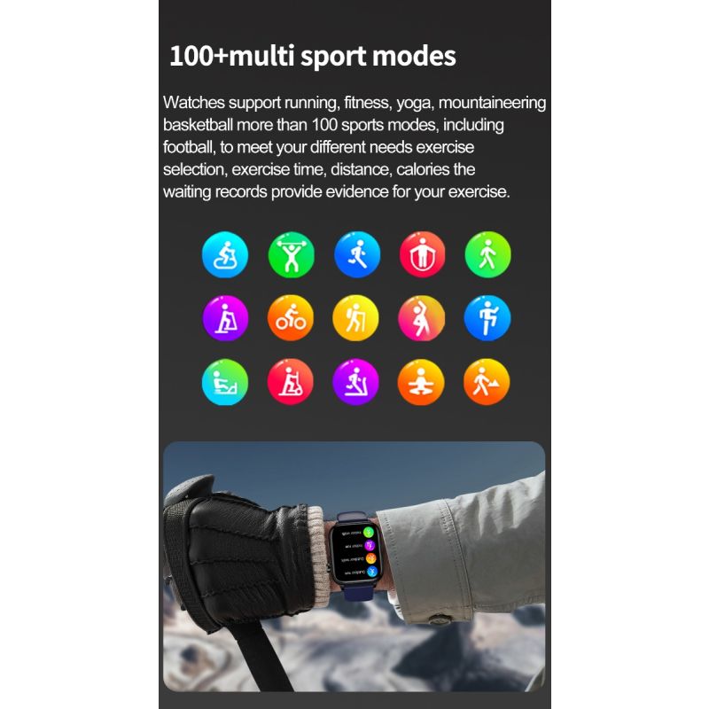 ET570 Smartwatch Bloedglucose ECG Bloeddruk voor Android iOS | H-band Gezondheidspartner IP68