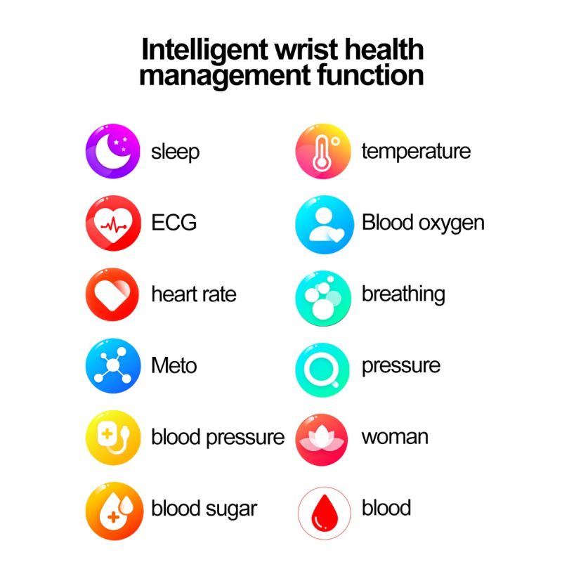 ET570 Smartwatch Bloedglucose ECG Bloeddruk voor Android iOS | H-band Gezondheidspartner IP68