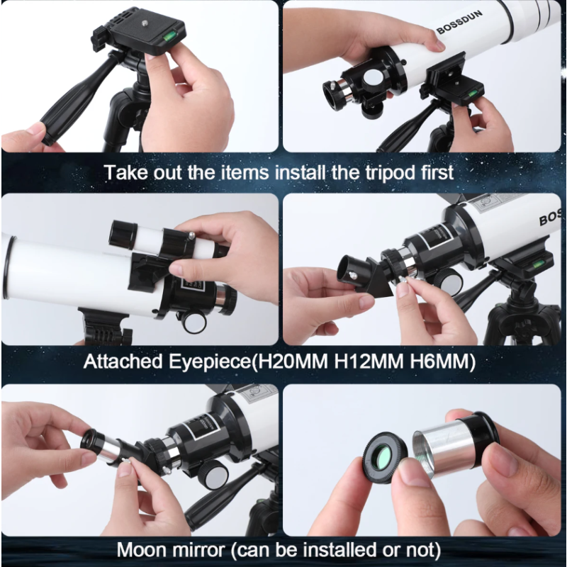 Bossdun 333X professionele astronomische telescoop voor sterrenkijken kindertelescoop en maan observatie