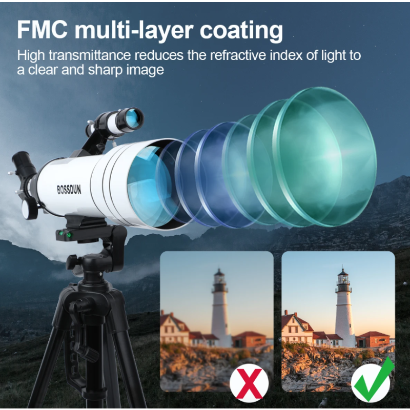Bossdun 333X professionele astronomische telescoop voor sterrenkijken kindertelescoop en maan observatie