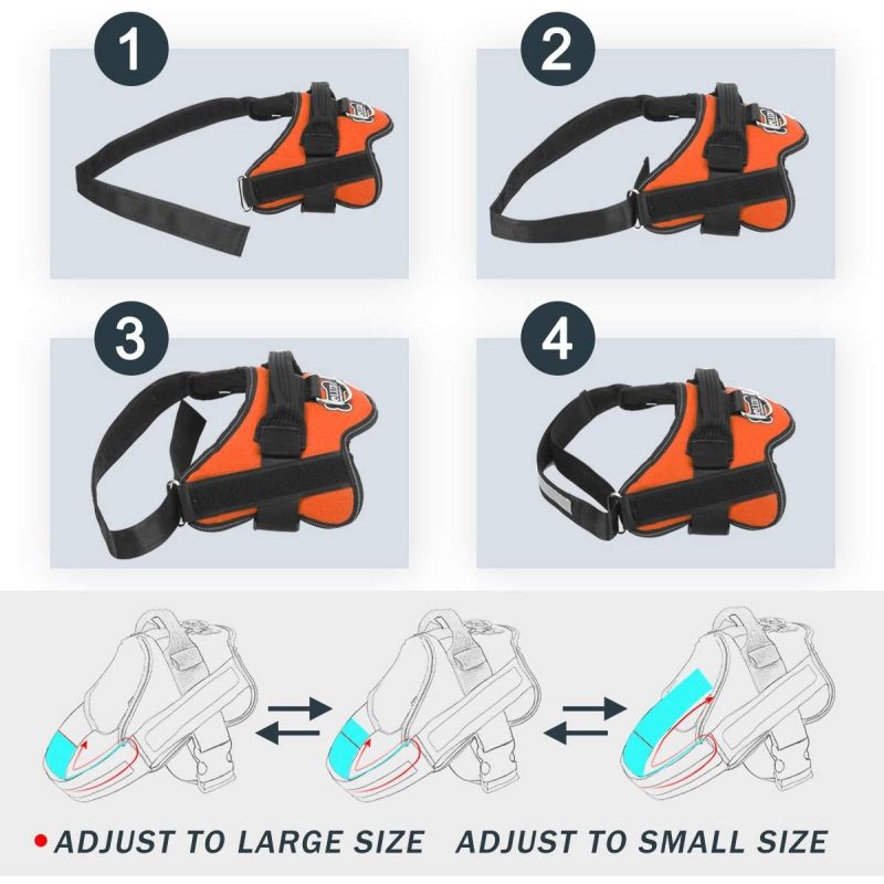 Reflecterend ademend verstelbaar geen-trek hondenharnas met handvat voor middelgrote honden zoals Engelse Bulldogs
