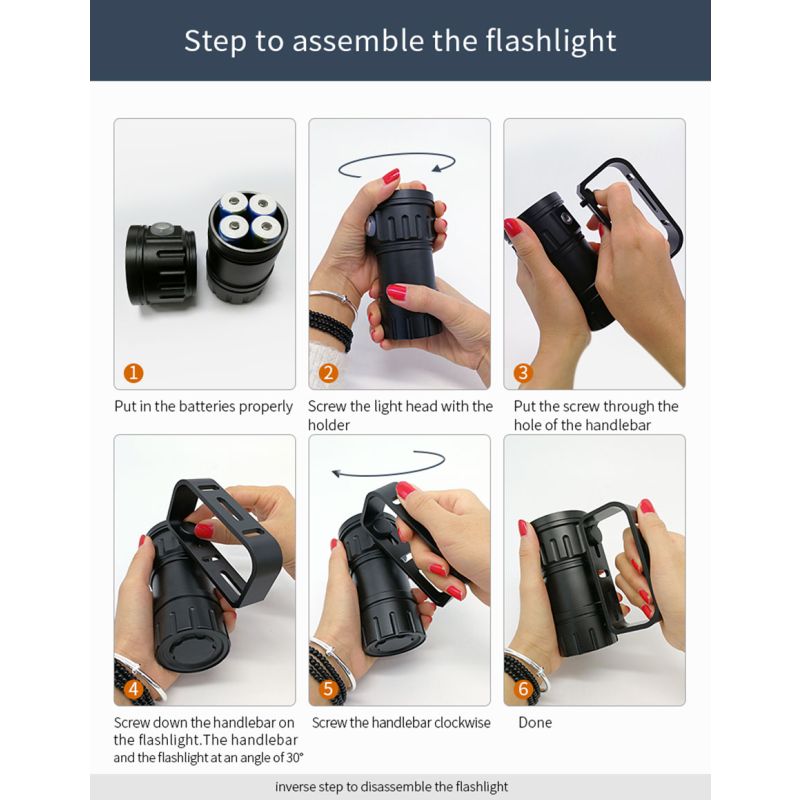 Ontdek de QH14 QH27 UV duiklamp voor nachtduik onderwaterverkenning LED zaklamp met 20000 lumen hoge helderheid