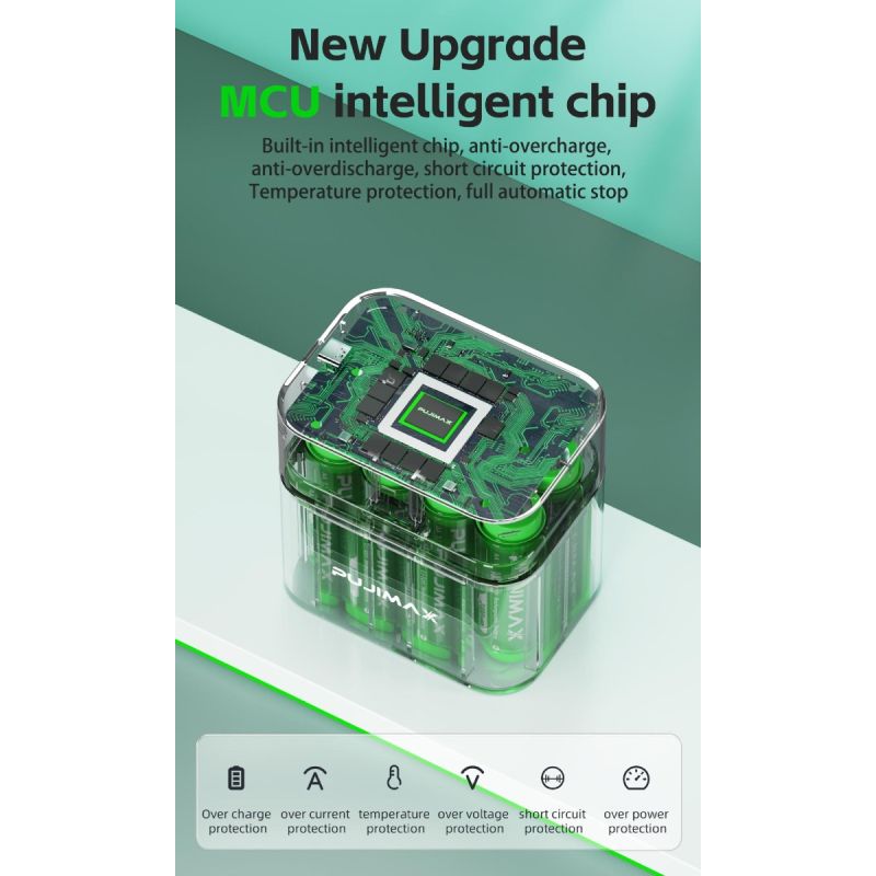 8-slots oplader met slim flip top compartiment en Type-C poort krachtige efficiënte laadoplossing