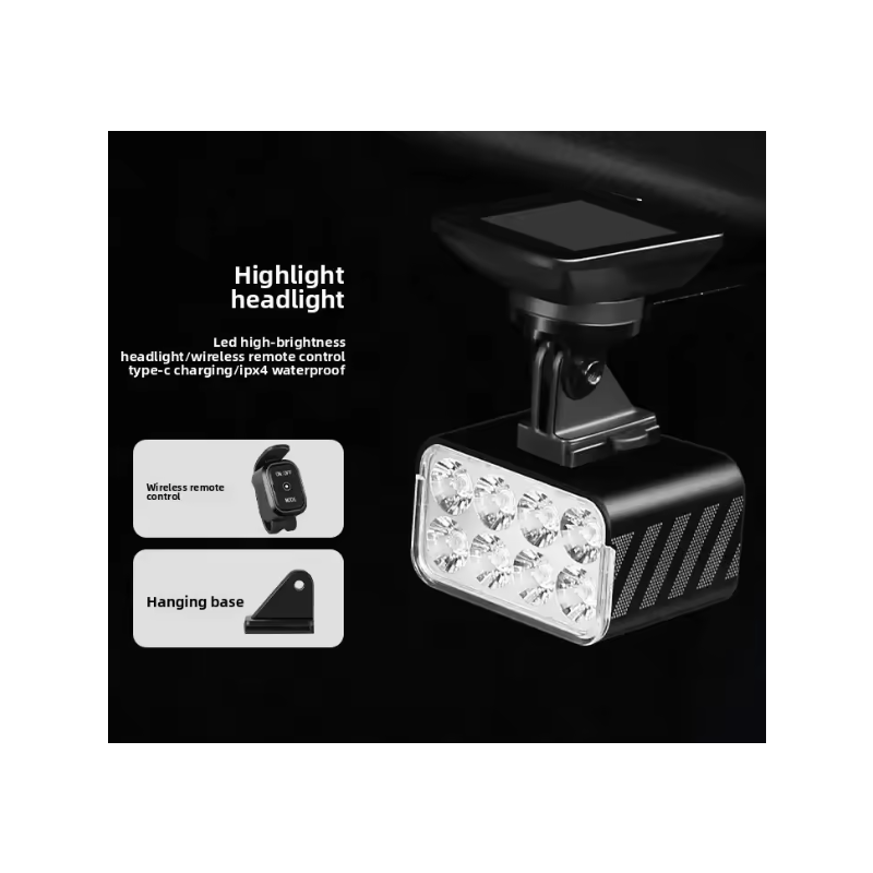 W450 Fietskoplamp 1800 Lumen met Draadloze Afstandsbediening & Liftfunctie | Veilig Nachtrijden