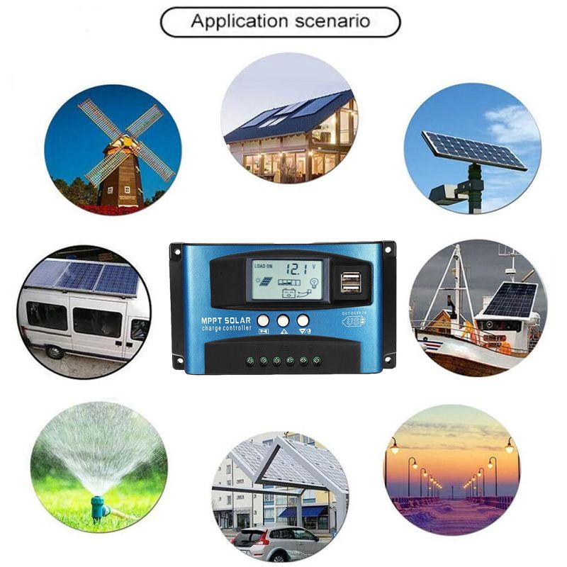MPPT Solar Laadregelaar 30A 100A met LCD-scherm Dual USB Automatische MPPT-tracking voor Zonne-energiebeheer