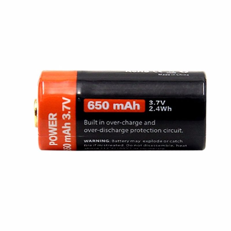 16340 650mAh 3.7V oplaadbare Li-ion batterij Milieuvriendelijk Hoge energiedichtheid voor dagelijks gebruik