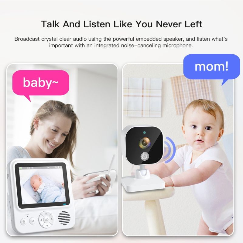 AMB900 Video-Babyfoon 2,8 inch IPS scherm 720P Betrouwbare Draadloze Babycamera Nachtzicht Tweeweg Intercom