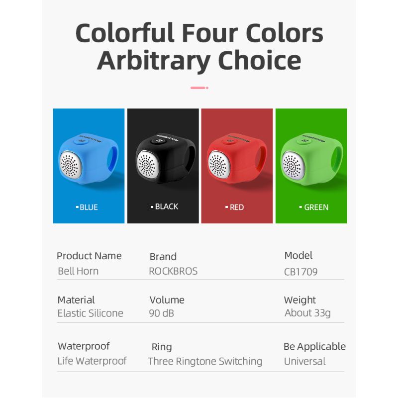 ROCKBROS Elektrische Fietsbel 110 dB Hoorn Regendicht Silicagel Shell Veiligheid MTB Stadsfietsen Accessoires