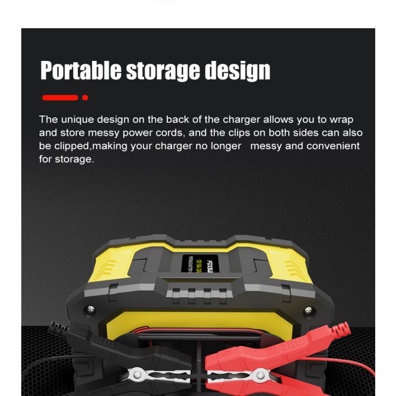FOXSUR Draagbare Auto Acculader 12V/24V voor Motorfietsen Vrachtwagens AGM LiFePO4 met 7-staps Opladen Efficiëntie