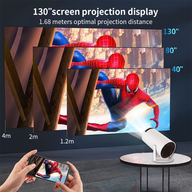 HY300 Android Projector 1280x720P Full HD WiFi 6 Slimme Draagbare Projector voor Thuisbioscoop en Kantoor