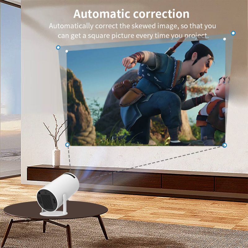HY300 Android Projector 1280x720P Full HD WiFi 6 Slimme Draagbare Projector voor Thuisbioscoop en Kantoor