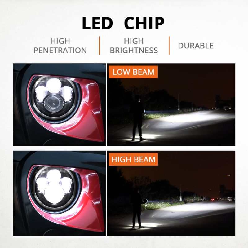 CO LIGHT 7 Inch LED Koplamp H4 voor Jeep Wrangler Veelzijdige Halo Lange Levensduur Weerbestendig Ontwerp