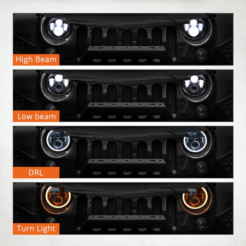 CO LIGHT 7 Inch LED Koplamp H4 voor Jeep Wrangler Veelzijdige Halo Lange Levensduur Weerbestendig Ontwerp
