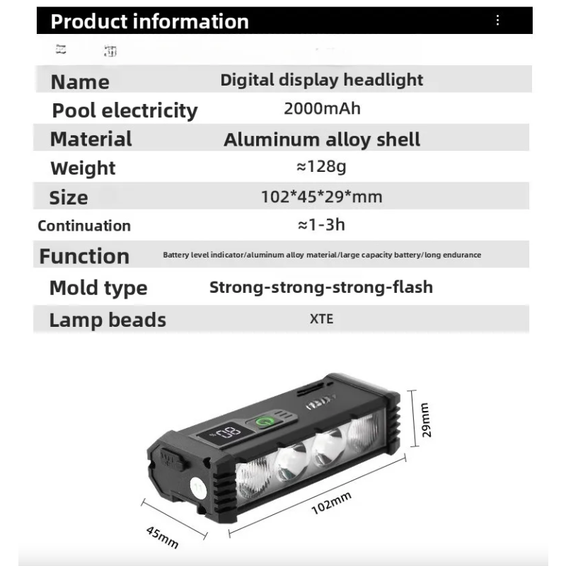 ACRUNU LED Fietslamp 4000 Lumen - USB Oplaadbaar, 4 Modi | Veilige Zichtbare Fietsverlichting