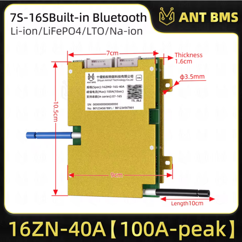 ANT Smart BMS 4S-24S | Bluetooth BMS voor E-bike/E-scooter | Lifepo4 Li-ion Batterij bescherming