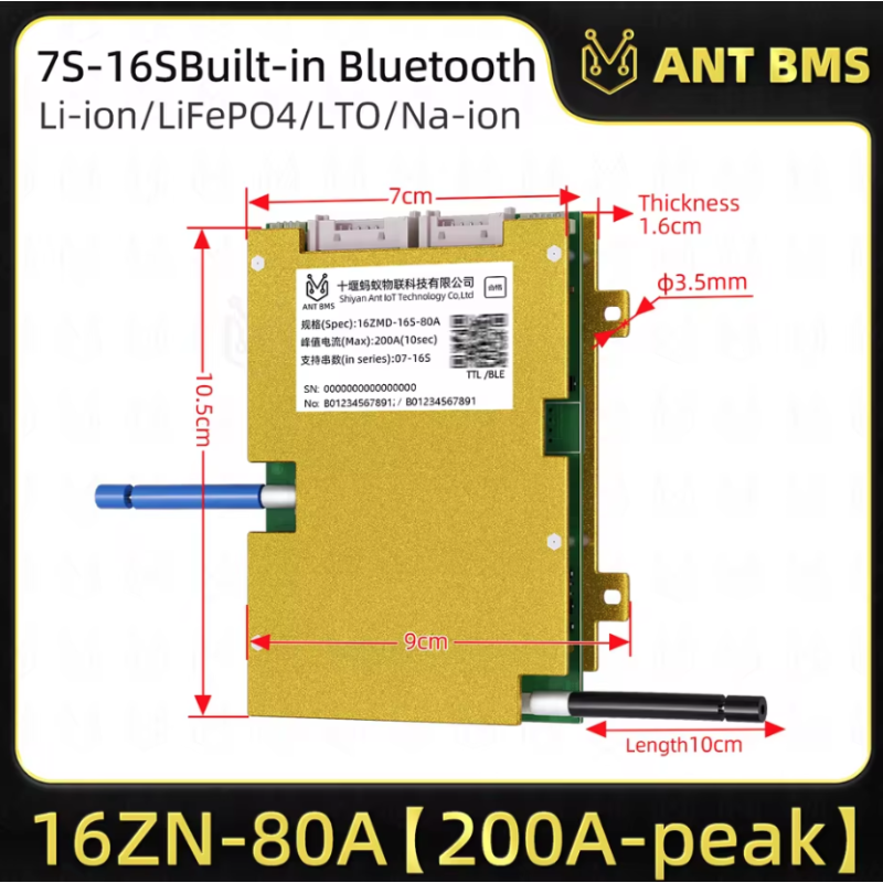 ANT Smart BMS 4S-24S | Bluetooth BMS voor E-bike/E-scooter | Lifepo4 Li-ion Batterij bescherming