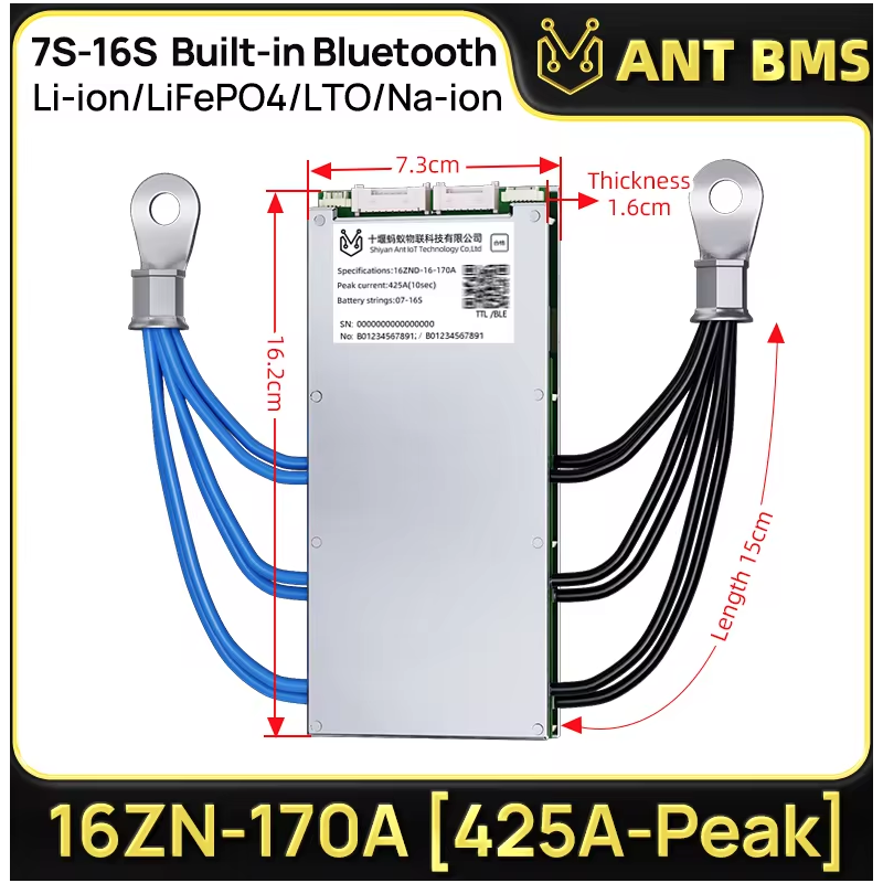 ANT Smart BMS 4S-24S | Bluetooth BMS voor E-bike/E-scooter | Lifepo4 Li-ion Batterij bescherming