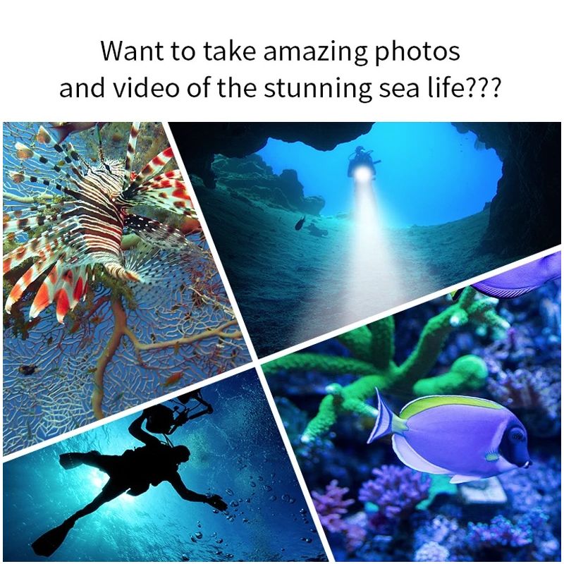 B11 duikzaklamp ideaal voor onderwaterfotografie en mariene verkenning rood blauw wit licht multi-lichtmodus