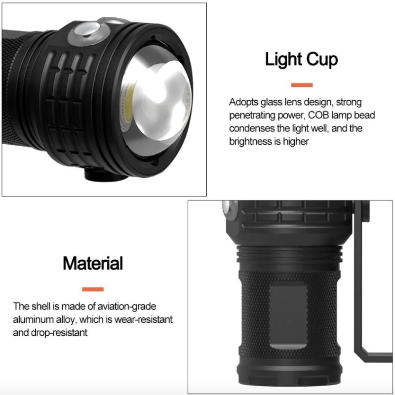 B12 LED Duikzaklamp voor onderwaterfotografie IPX8 waterdicht luchtvaartkwaliteit aluminium duikuitrusting