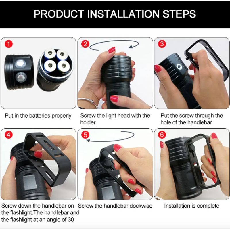 B12 LED Duikzaklamp voor onderwaterfotografie IPX8 waterdicht luchtvaartkwaliteit aluminium duikuitrusting