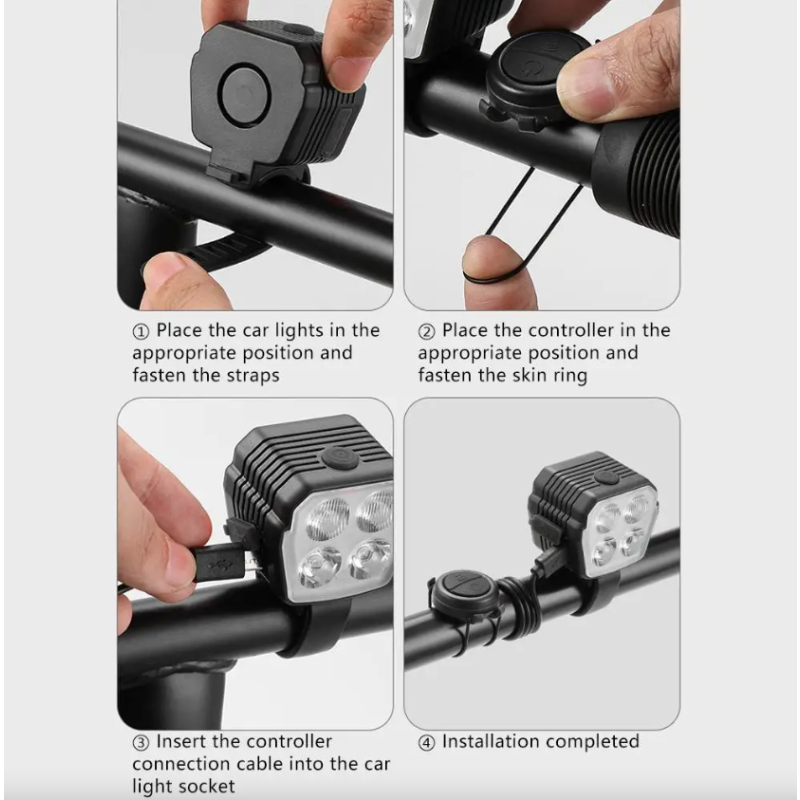 2-in-1 Fietsverlichting & Fietsclaxon | Verre & Dichtbij Fietslamp | 120dB Hoog Volume MTB Fietsaccessoires USB Oplaadbaar