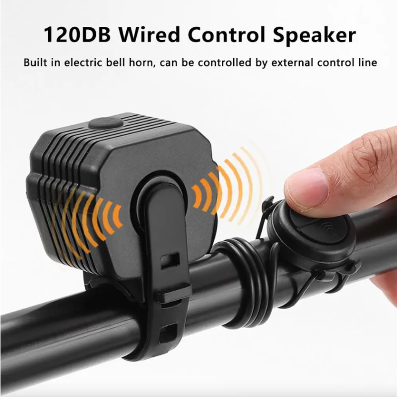 2-in-1 Fietsverlichting & Fietsclaxon | Verre & Dichtbij Fietslamp | 120dB Hoog Volume MTB Fietsaccessoires USB Oplaadbaar