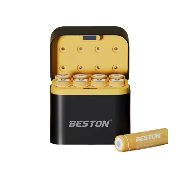 Beston Slimme Oplader 8 Slots AA Li-ion 1.5V Batterijlader Set, 3600mWh. Snellaadfunctie Gaming & Camera's!