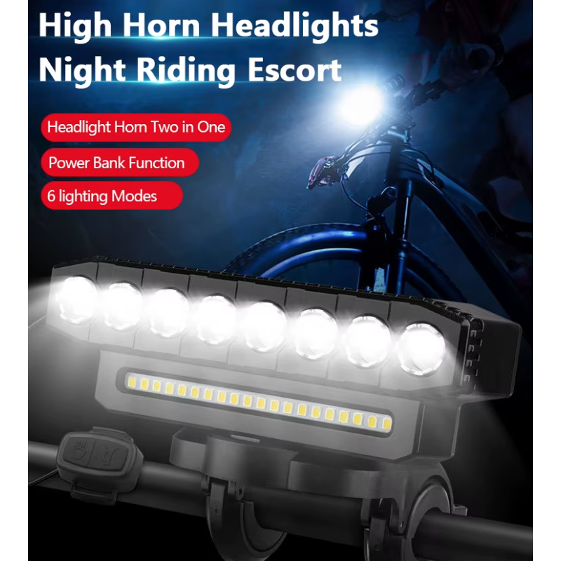 USB oplaadbare fietskoplamp en 120dB fietsveiligheidsaccessoire met draadloze bediening voor avontuurlijke fietsers