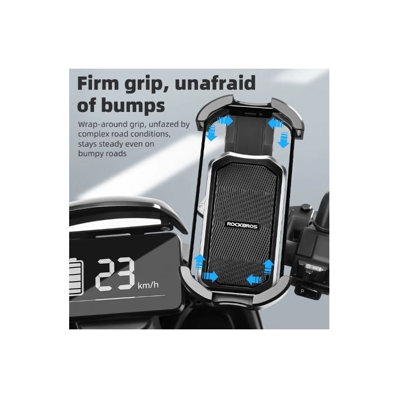 ROCKBROS fietstelefoonhouder schokbestendig 360° draaiend voor 4,7-6,8 inch telefoons universele compatibiliteit