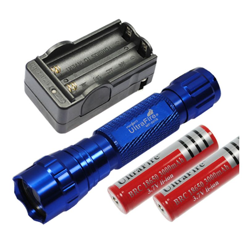 Multi Color Select UltraFire 501b U2 LED-zaklamp 1300 lumen 5 modi met 18650 batterij duurzame outdoor zaklamp