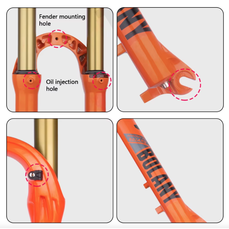 Bolany Mountainbike Vork 27.5/29 inch MTB Luchtvering voor Rijcomfort en Schokabsorberende Outdoor Prestaties