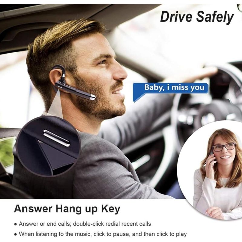 Draadloze Headset Zakelijke Oortelefoon met Microfoon | Ruisonderdrukking Sport Headset | Handsfree Bellen Bluetooth 5.3