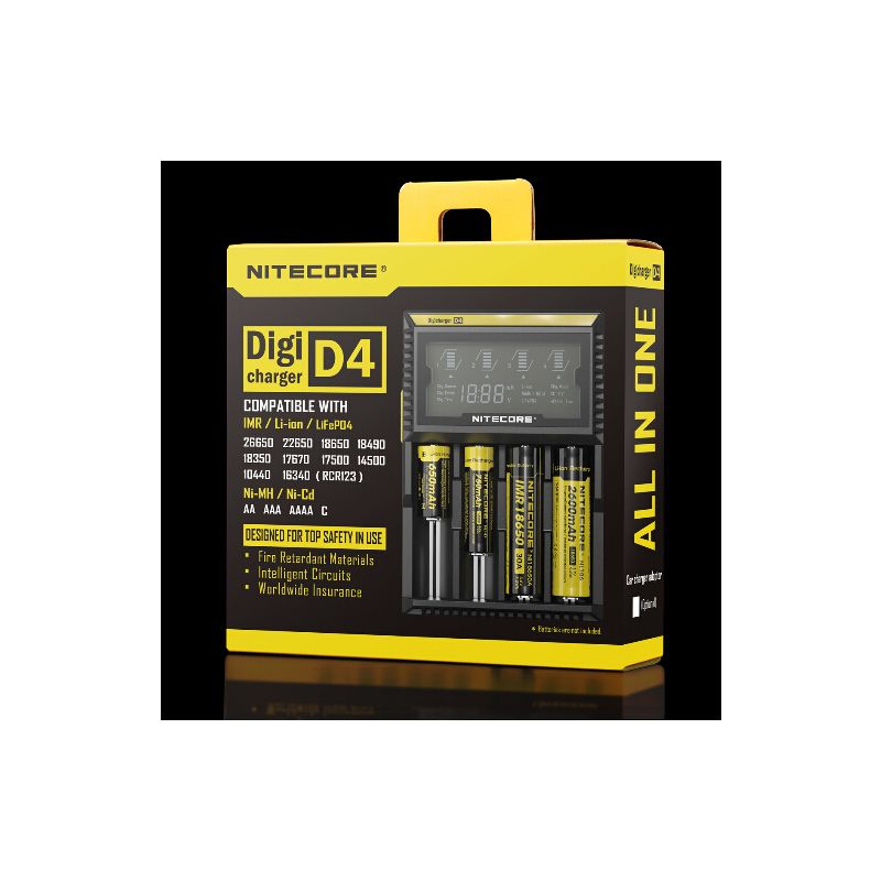 Nitecore D4 Digicharger veelzijdige intelligente oplader met LCD scherm voor Li-ion 18650 en Ni-MH batterijen
