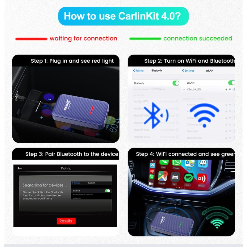 CarlinKit 4.0 Draadloze CarPlay Box Upgrade voor Audi VW Kia Plug en Play Handsfree Connectiviteit