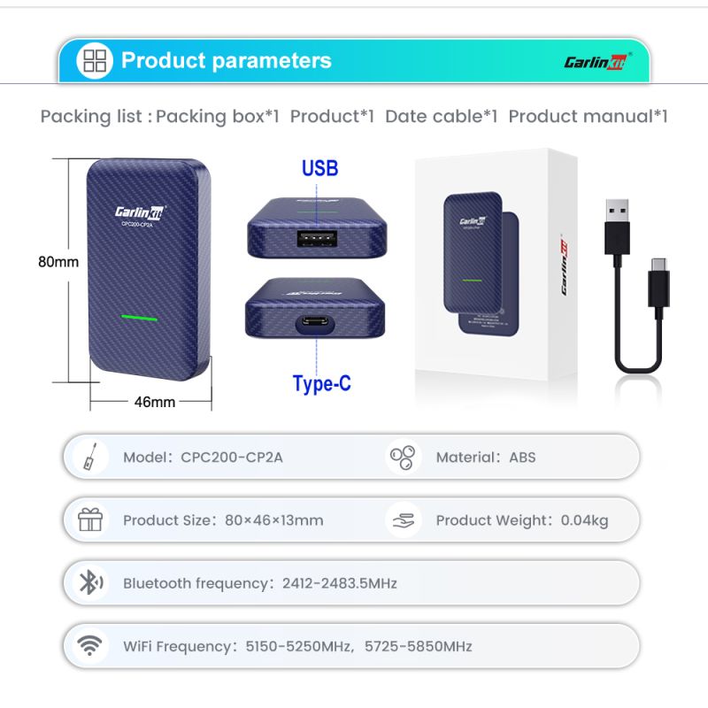 CarlinKit 4.0 Draadloze CarPlay Box Upgrade voor Audi VW Kia Plug en Play Handsfree Connectiviteit
