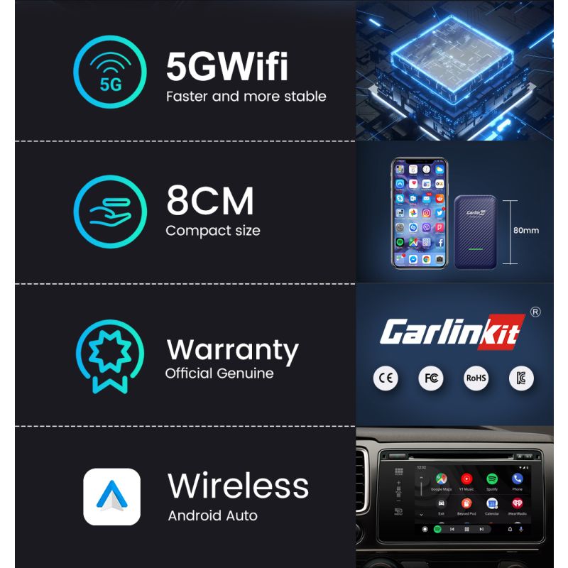 CarlinKit 4.0 Draadloze CarPlay Box Upgrade voor Audi VW Kia Plug en Play Handsfree Connectiviteit