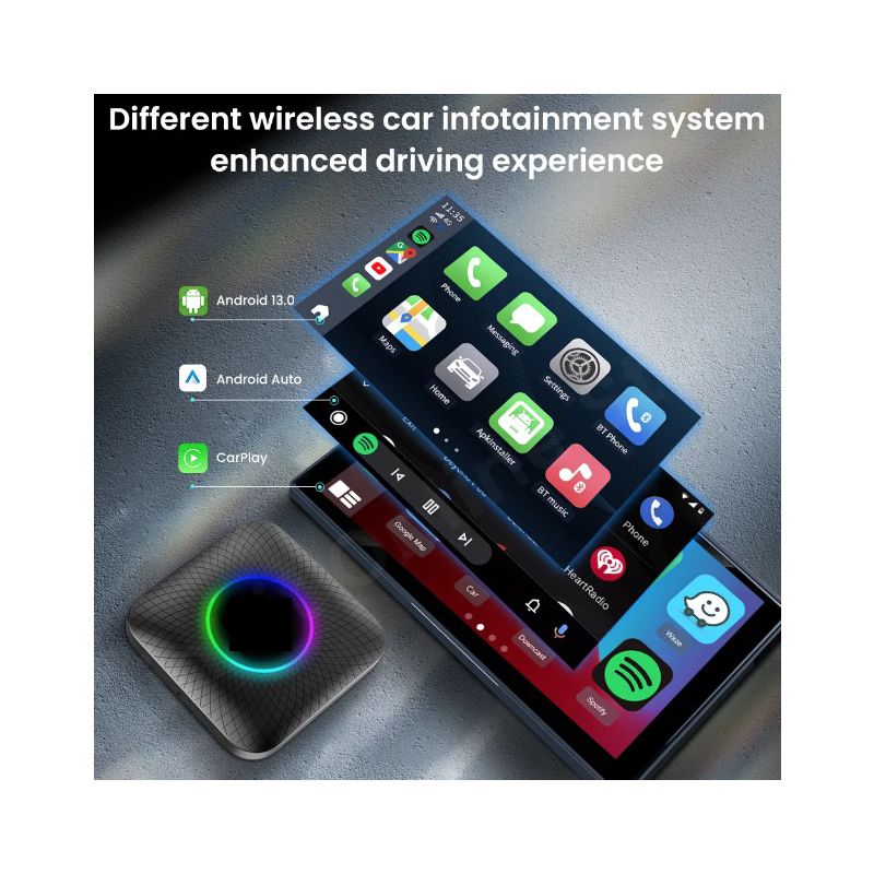 CarlinKit Smart TV Box voor auto's Qualcomm 8-core processor met Android 13 YouTube Netflix draadloze CarPlay