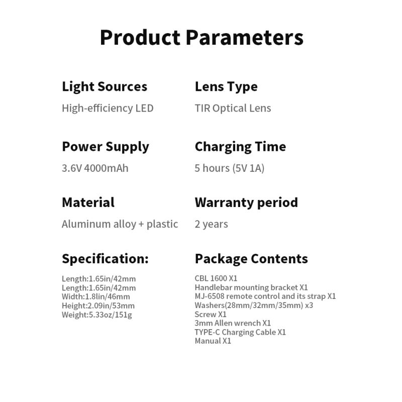 Magicshine CBL1600 Fietskoplamp LED 1600 Lumen Met Afstandsbediening Voor Veilige Nachtelijke Fietszichtbaarheid