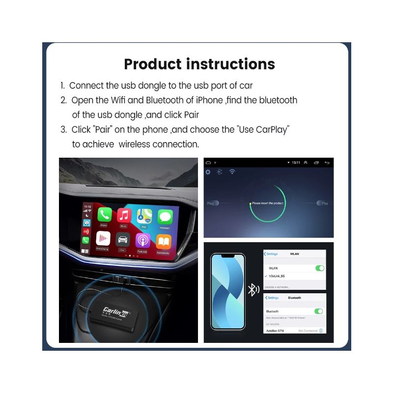 CarlinKit USB CarPlay Dongle Draadloze Bedrade CarPlay Android Auto Bluetooth Auto Connect Innovatief Accessoire