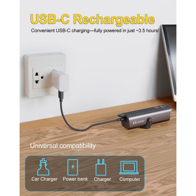 TOWILD CL2000 Fietslamp | 2000 Lumen Super Helder & Waterdicht Voorlicht voor Nacht Fietsen