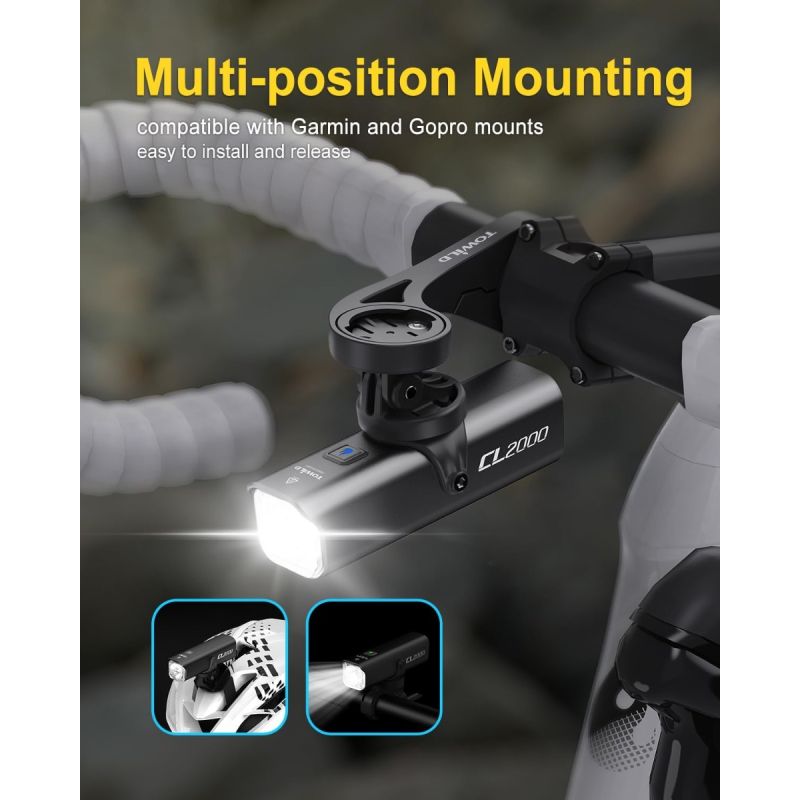 TOWILD CL2000 Fietslamp | 2000 Lumen Super Helder & Waterdicht Voorlicht voor Nacht Fietsen