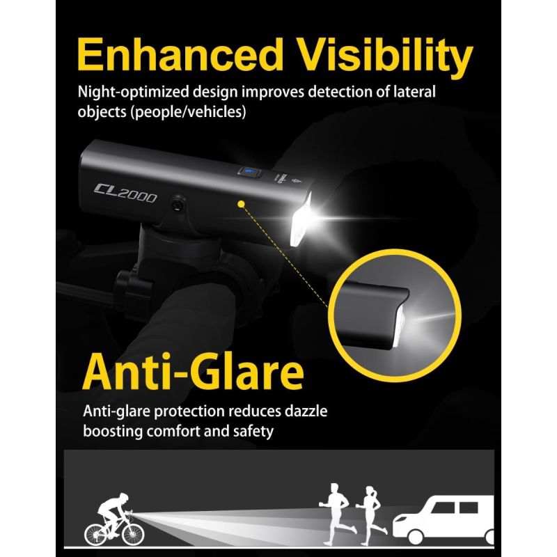 TOWILD CL2000 Fietslamp | 2000 Lumen Super Helder & Waterdicht Voorlicht voor Nacht Fietsen