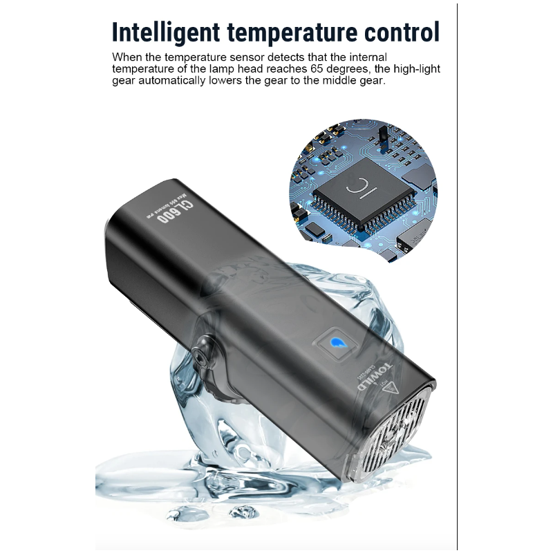 TOWILD CL600 fietslamp USB oplaadbaar hoge lumen helderheid waterdichte voorlamp met 2000mAh batterij