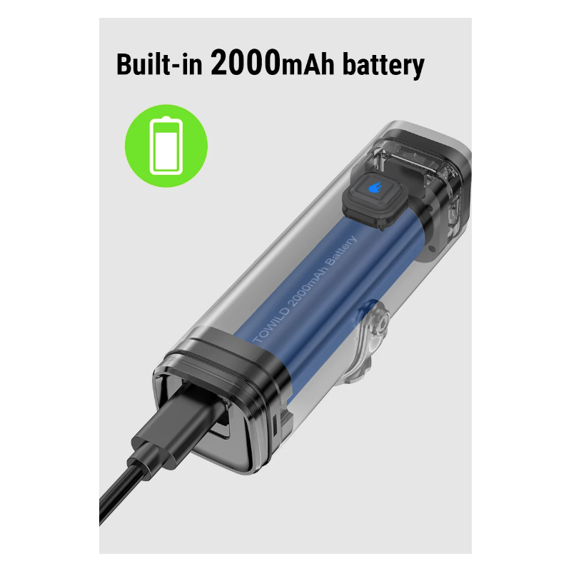 TOWILD CL600 fietslamp USB oplaadbaar hoge lumen helderheid waterdichte voorlamp met 2000mAh batterij