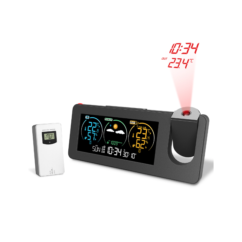 Projectieklok Wandklok Digitaal Alarm met Eeuwigdurende Kalender Weersvoorspelling Tijdsbeheer Stijlvol Ontwerp