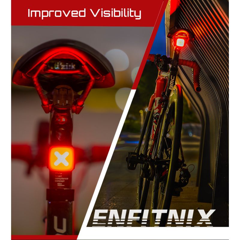 Enfitnix Cubelite III Slim Achterlicht 30 Lumen Fietsveiligheid USB Oplaadbaar LED Nachtwaarschuwingslicht