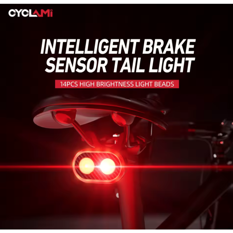CYCLAMI CY200 Slimme Remsensor Achterlicht Duurzaam Waterdicht LED Fietsveiligheidslicht Voor Veilig Fietsen