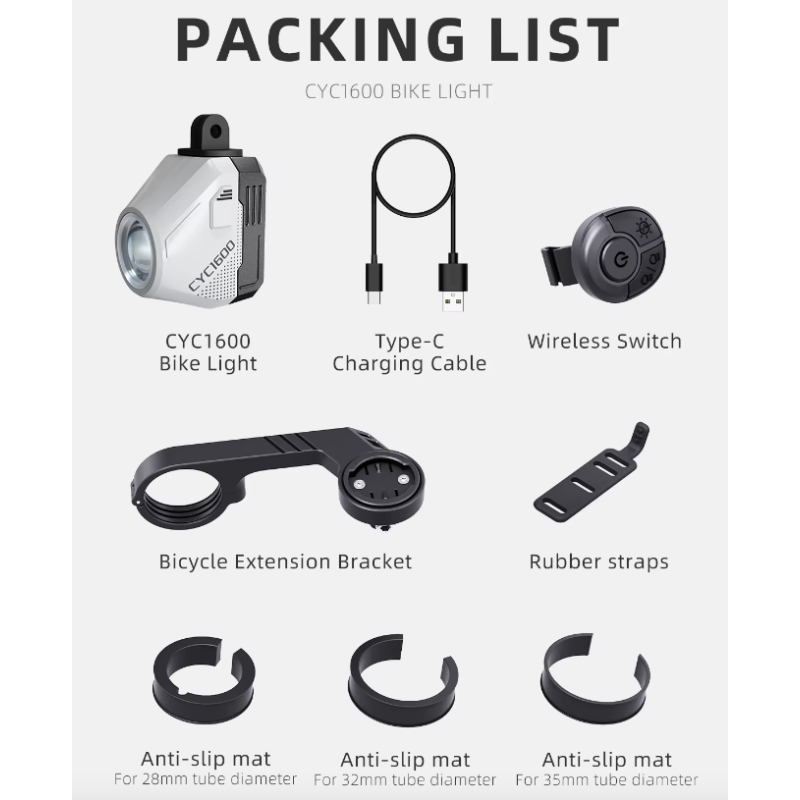 Hangende Afgesneden Kabel Fiets Koplampen 1600LM met Intelligente Afstandsbediening en Hoge Helderheid