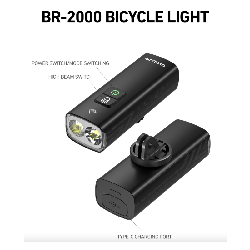 CYCLAMI BR2000 BR1200 Fietslamp | 2000 Lumen Type-C Opladen | Helder & Veilig voor MTB Racefiets